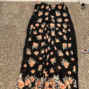 Black with roses pants